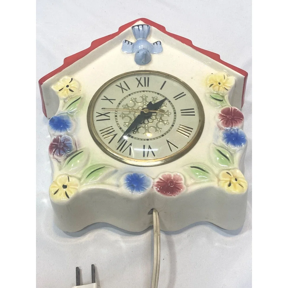 Hull Art Pottery Bluebird Birdhouse Clock Works